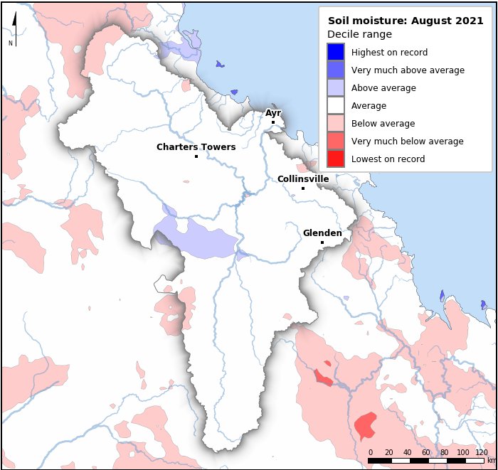 Soil moisture deciles: August 2021