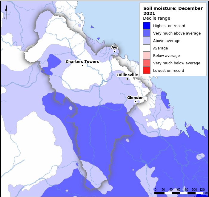 Soil moisture deciles: December 2021