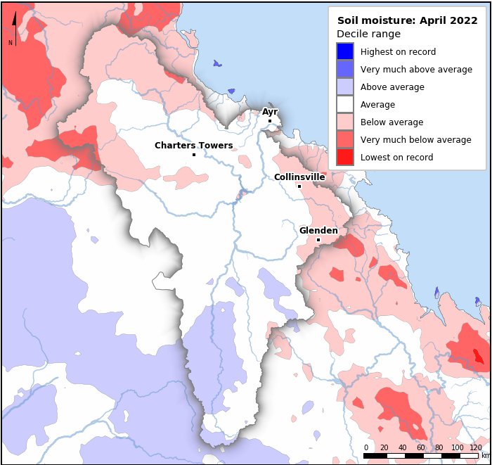 Soil moisture deciles: April 2022