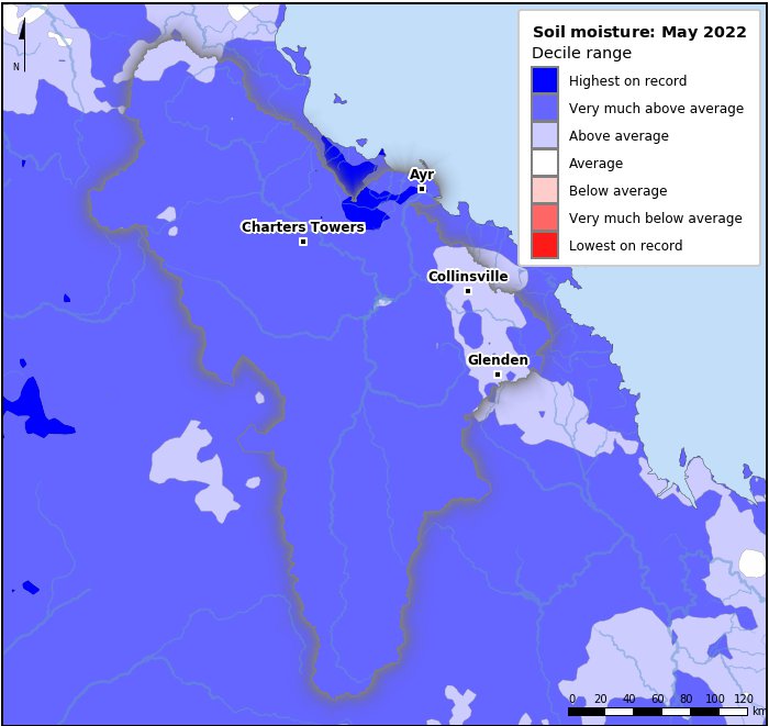Soil moisture deciles: May 2022