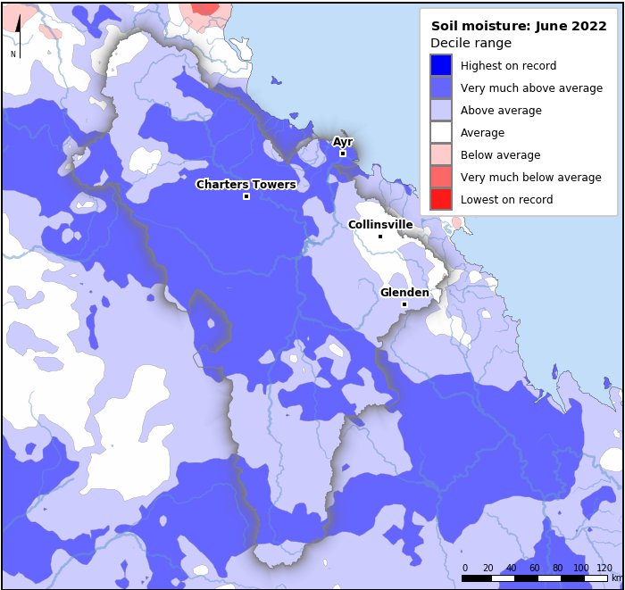Soil moisture deciles: June 2022