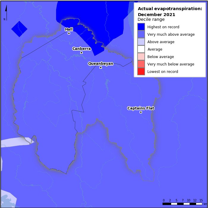 Actual evapotranspiration deciles: December 2021