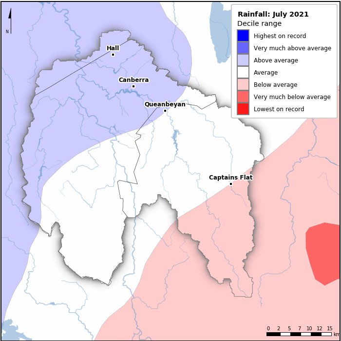 Rainfall deciles: July 2021