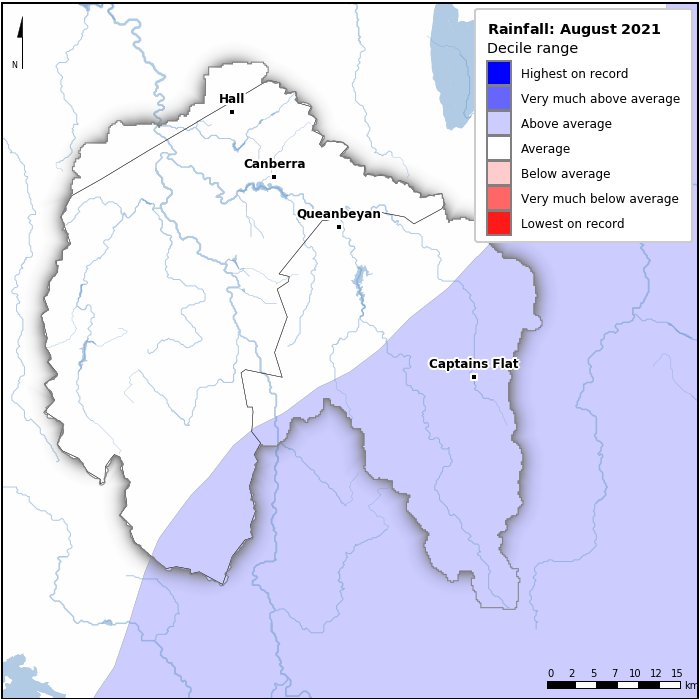 Rainfall deciles: August 2021
