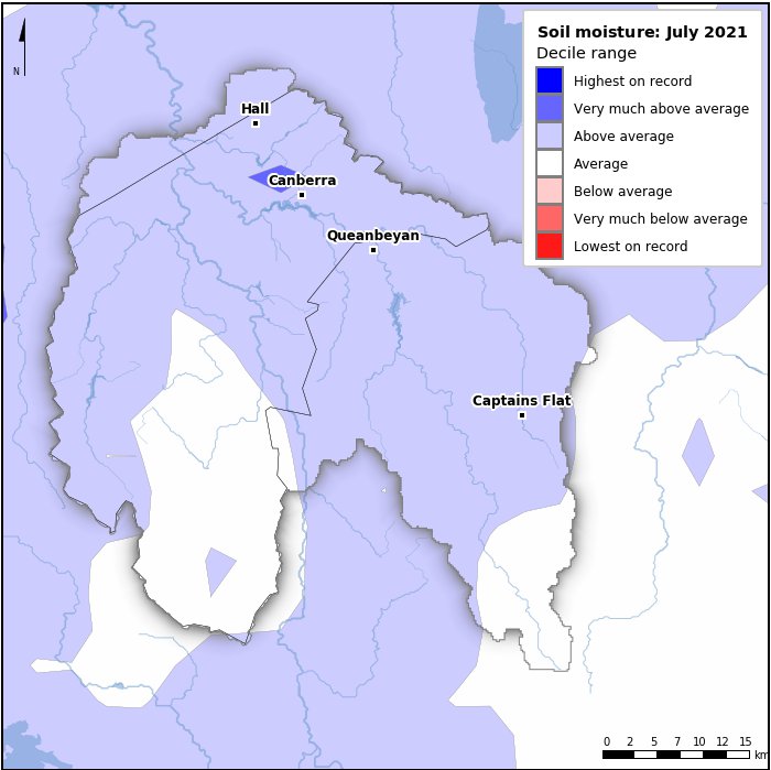 Soil moisture deciles: July 2021