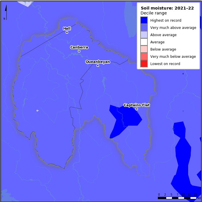 Soil moisture deciles: July 2021–June 2022