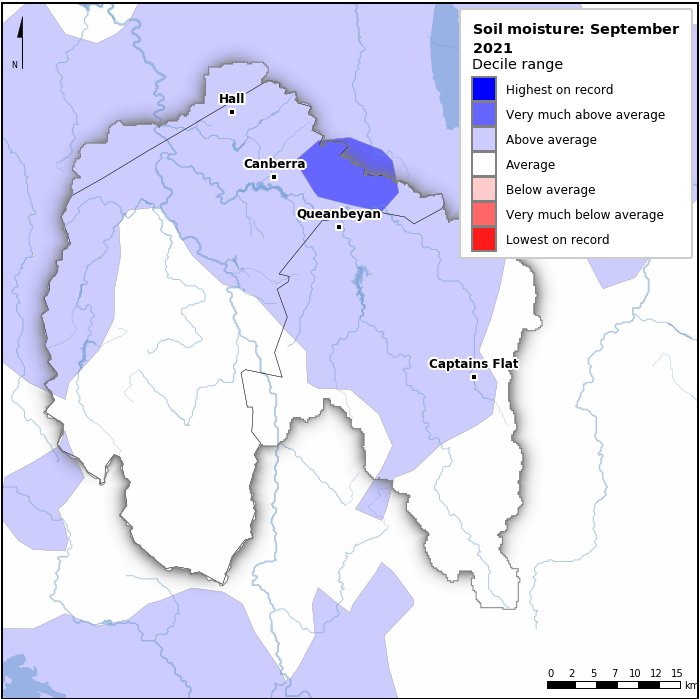 Soil moisture deciles: September 2021