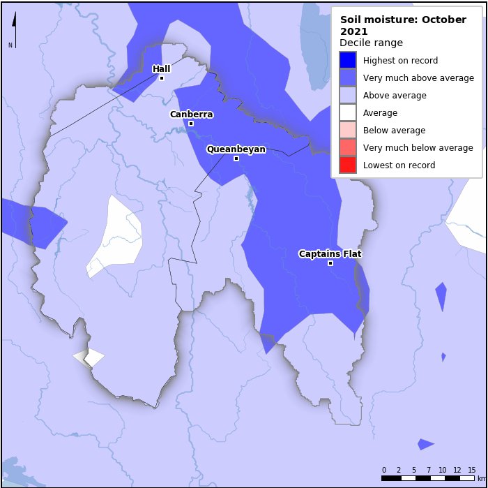 Soil moisture deciles: October 2021