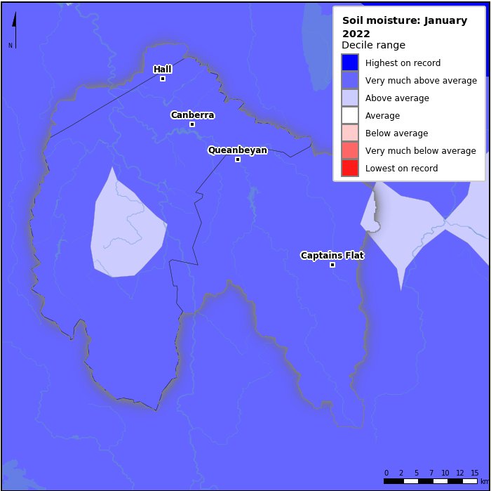 Soil moisture deciles: January 2022