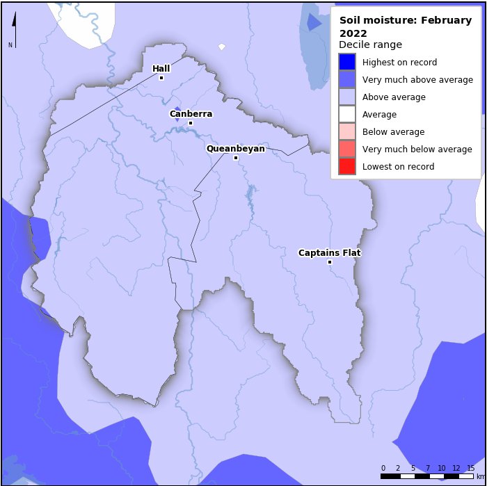 Soil moisture deciles: February 2022