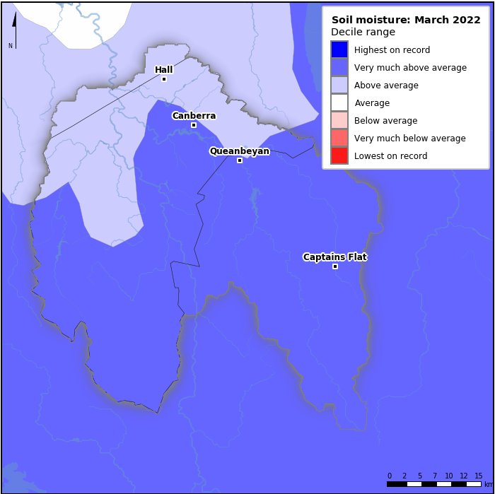 Soil moisture deciles: March 2022