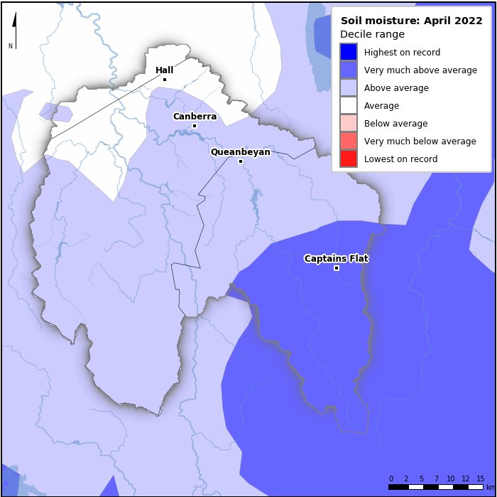 Soil moisture deciles: April 2022