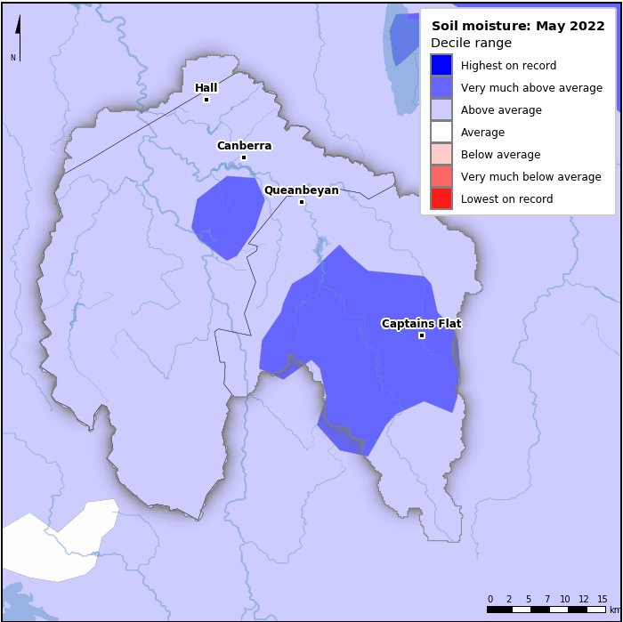 Soil moisture deciles: May 2022