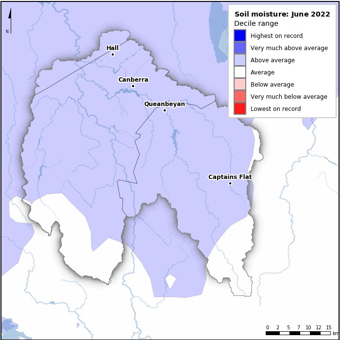 Soil moisture deciles: June 2022