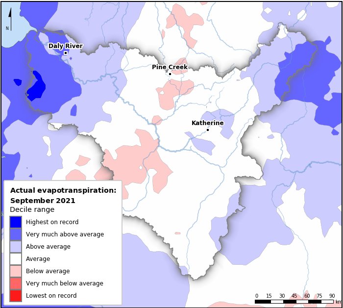 Actual evapotranspiration deciles: September 2021