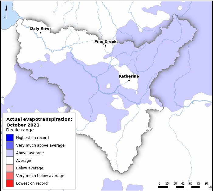 Actual evapotranspiration deciles: October 2021