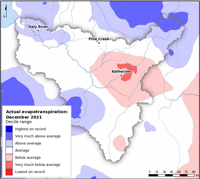 Actual evapotranspiration deciles: December 2021