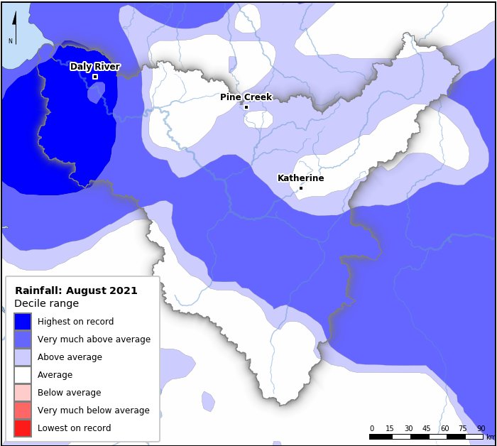 Rainfall deciles: August 2021