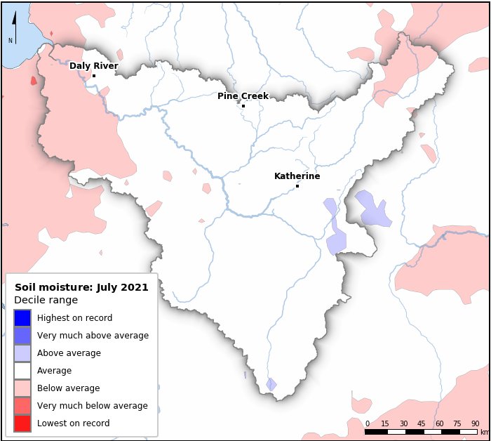 Soil moisture deciles: July 2021