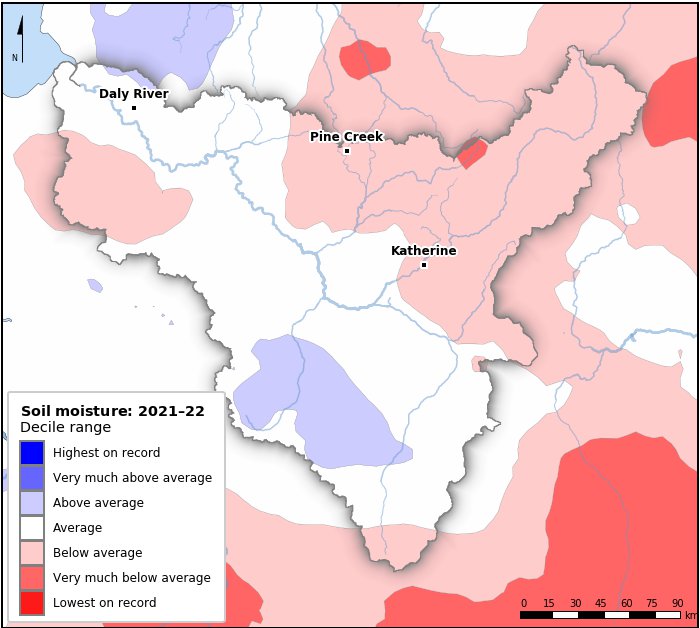Soil moisture deciles: July 2021–June 2022