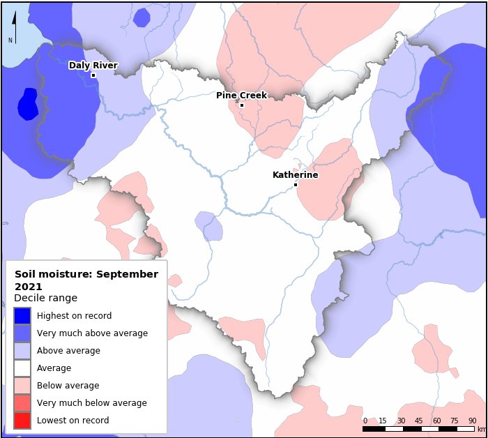 Soil moisture deciles: September 2021