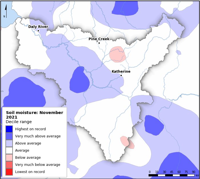 Soil moisture deciles: November 2021