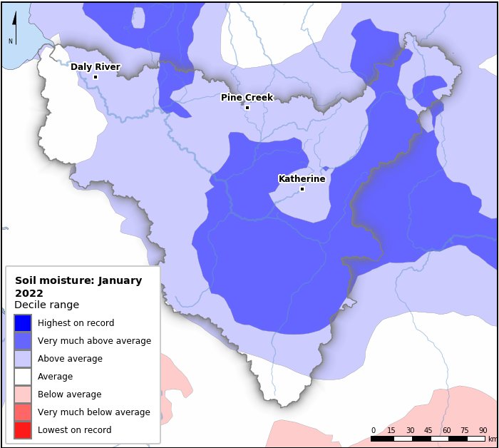 Soil moisture deciles: January 2022