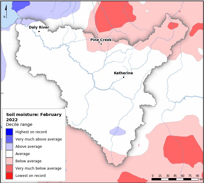 Soil moisture deciles: February 2022