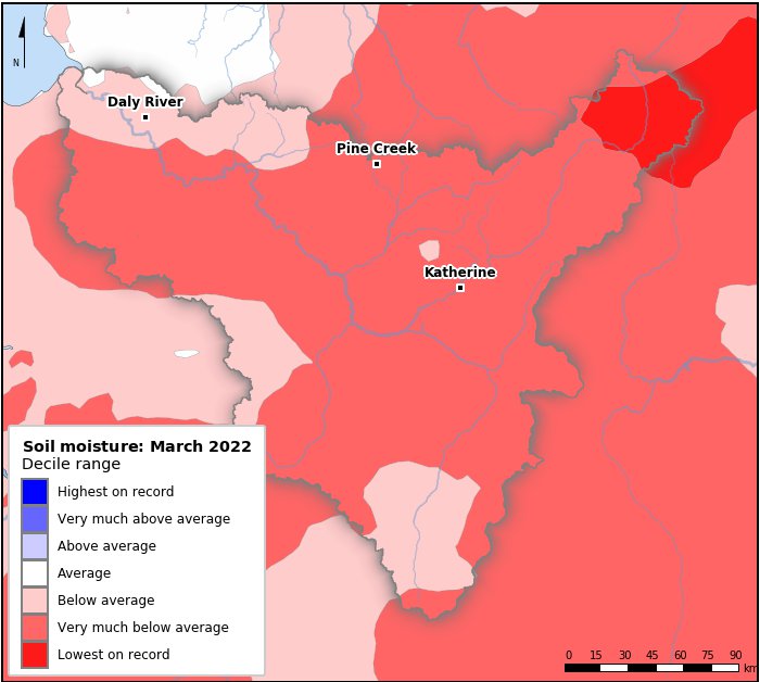 Soil moisture deciles: March 2022