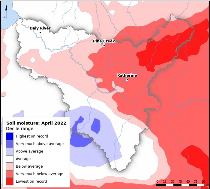 Soil moisture deciles: April 2022
