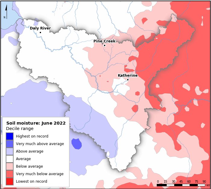 Soil moisture deciles: June 2022