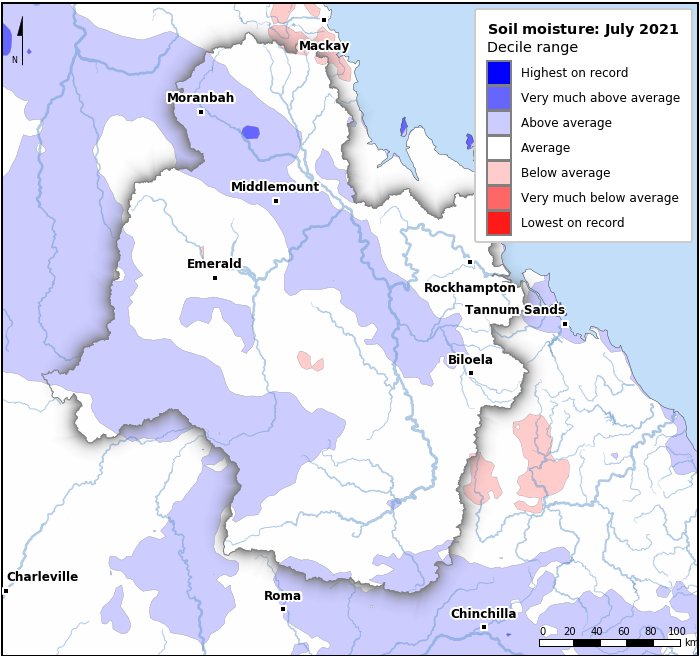 Soil moisture deciles: July 2021