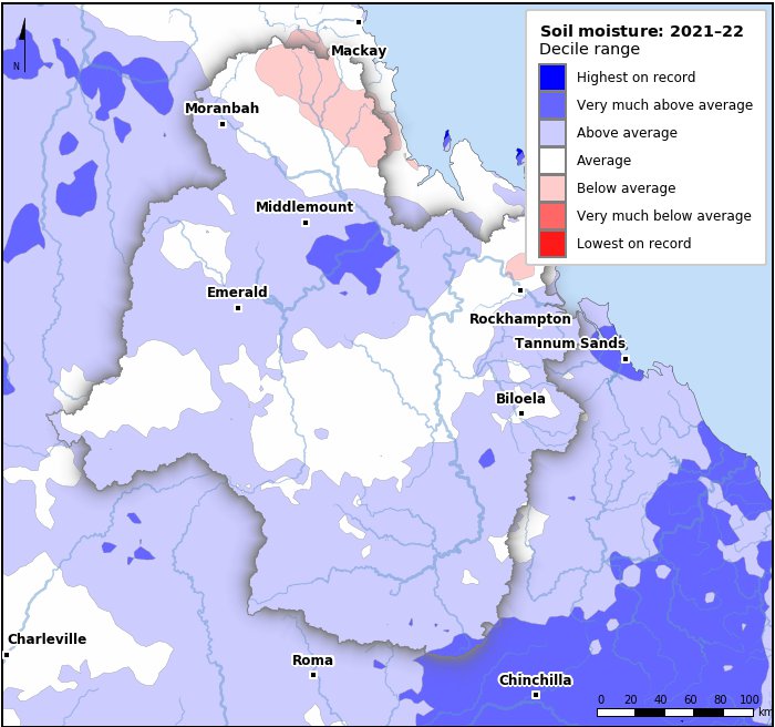 Soil moisture deciles: July 2021–June 2022