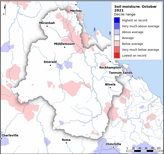 Soil moisture deciles: October 2021