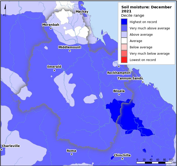 Soil moisture deciles: December 2021