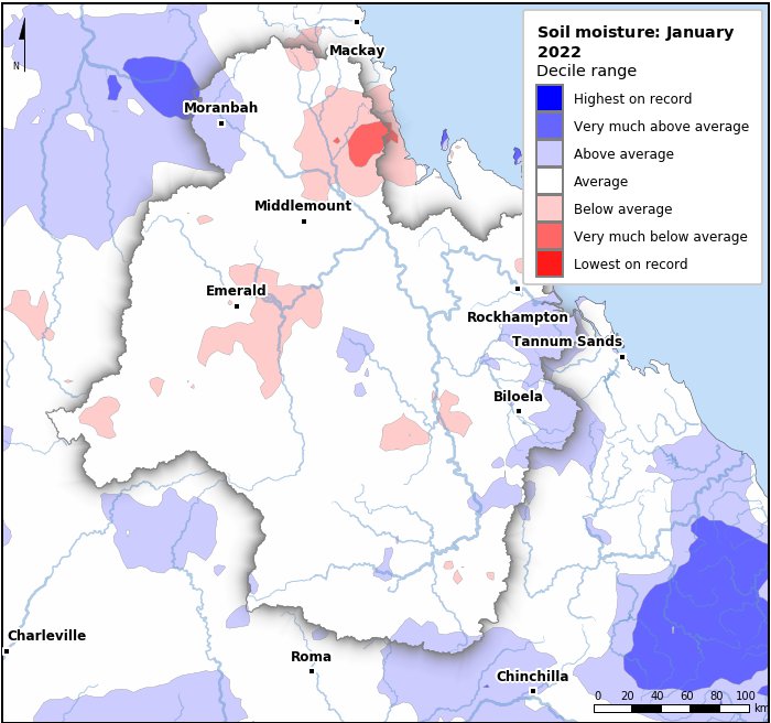 Soil moisture deciles: January 2022