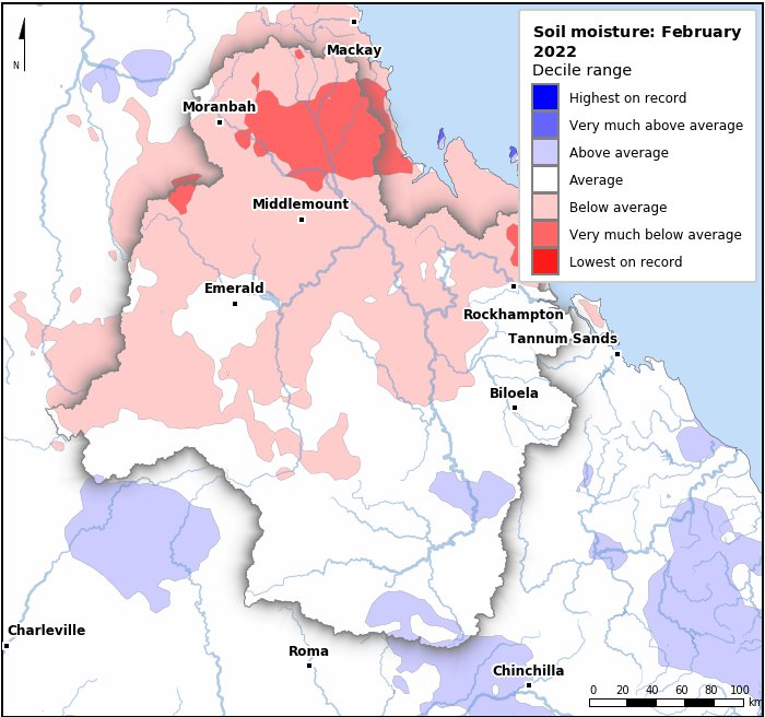 Soil moisture deciles: February 2022