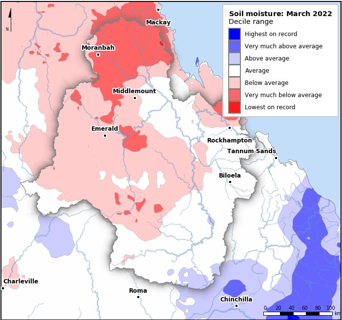 Soil moisture deciles: March 2022
