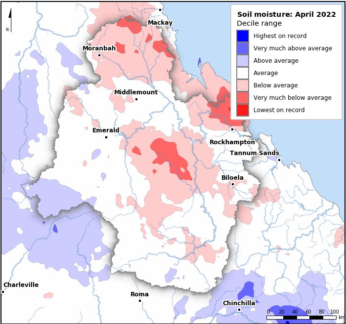 Soil moisture deciles: April 2022
