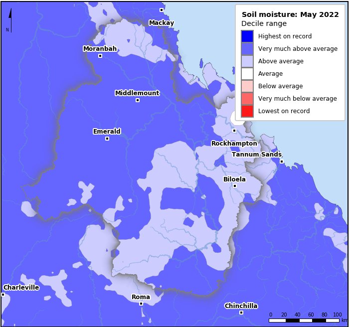 Soil moisture deciles: May 2022
