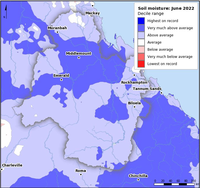 Soil moisture deciles: June 2022