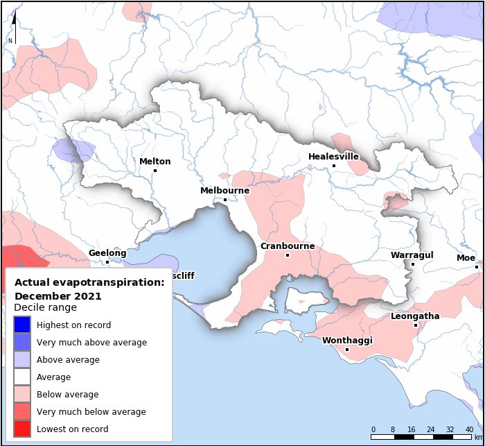 Actual evapotranspiration deciles: December 2021