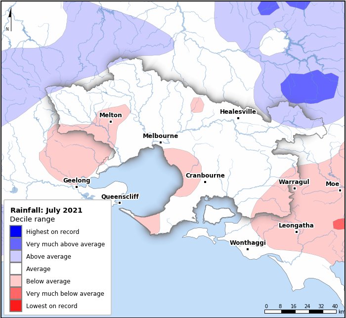 Rainfall deciles: July 2021