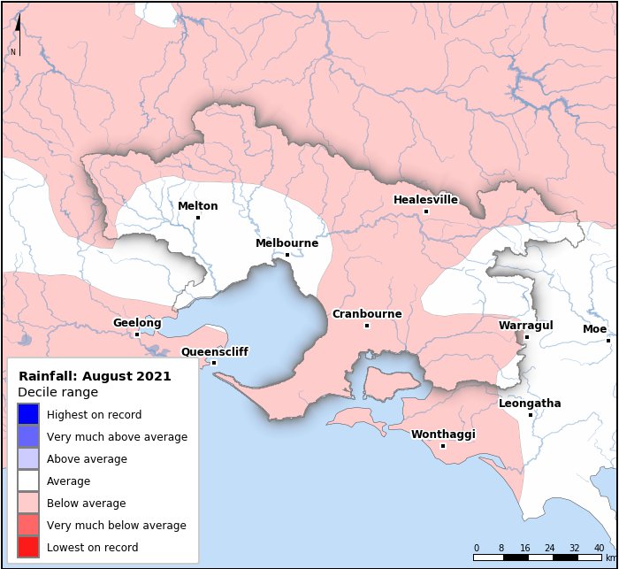 Rainfall deciles: August 2021