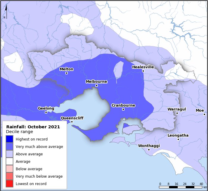 Rainfall deciles: October 2021