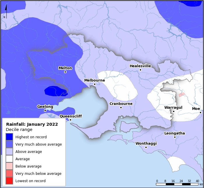 Rainfall deciles: January 2022