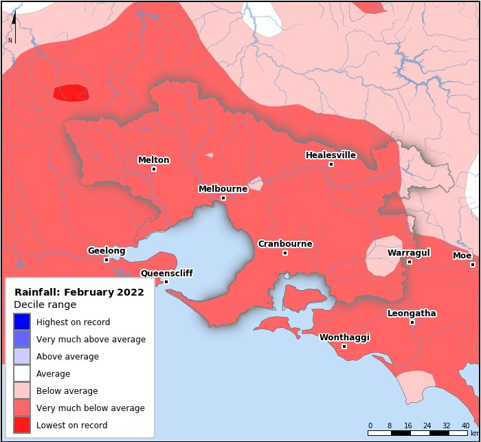 Rainfall deciles: February 2022