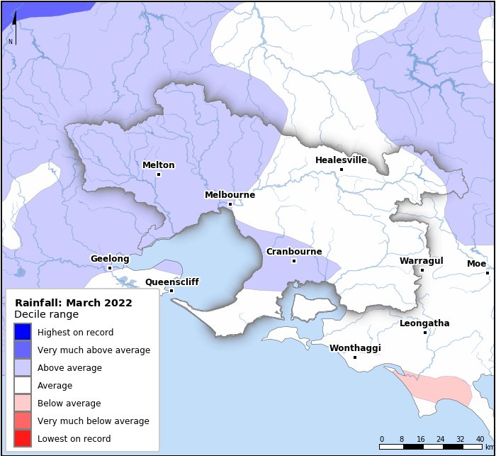 Rainfall deciles: March 2022