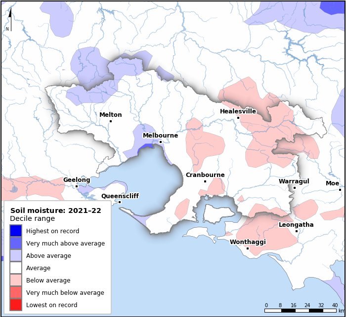 Soil moisture deciles: July 2021–June 2022