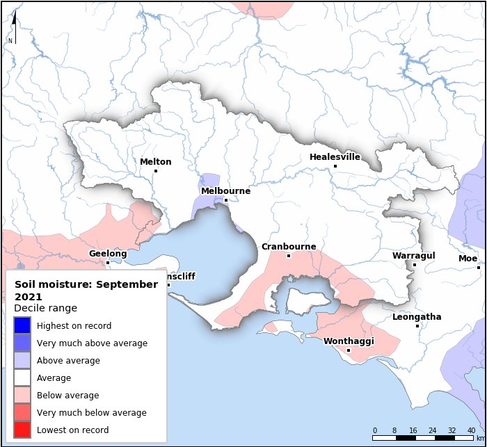 Soil moisture deciles: September 2021